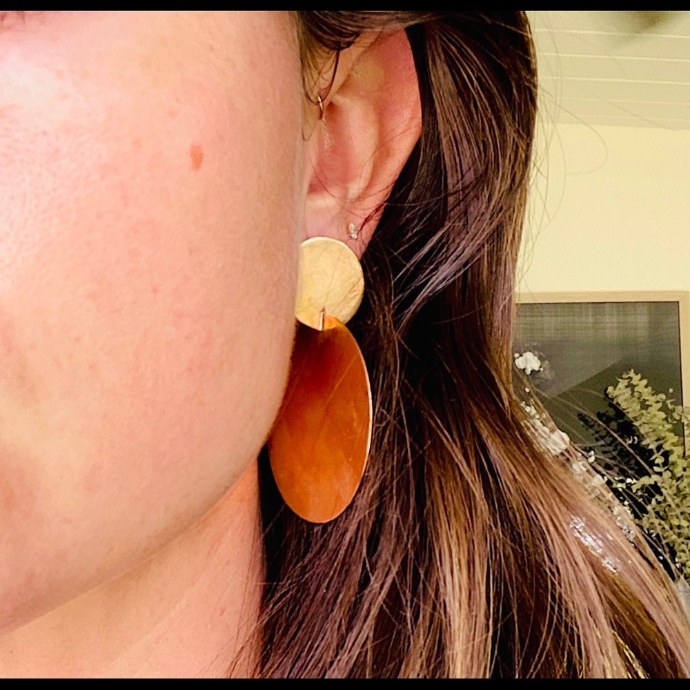 Solid brass earrings. Ask any questions.